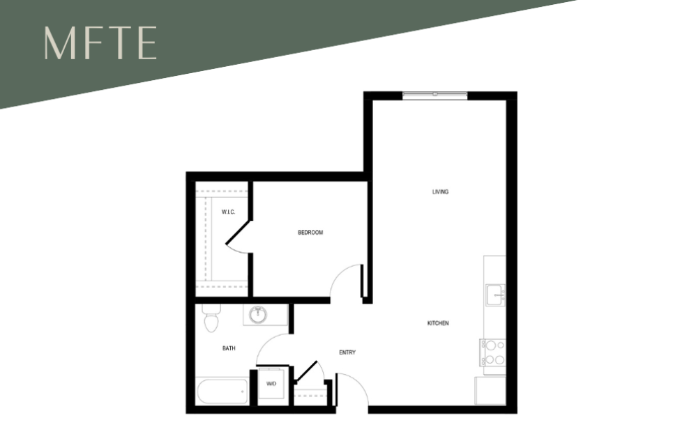 Urban 1x1 B2 - MFTE 70% - 1 bedroom floor plan layout with 1 bathroom and 723 square feet