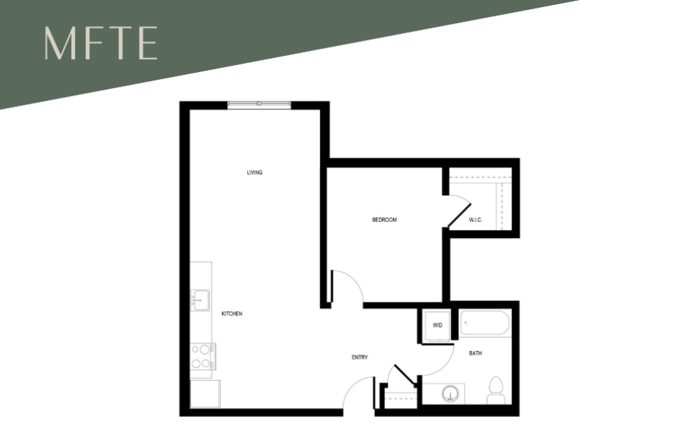 Urban 1x1 B3 - MFTE 70% - 1 bedroom floor plan layout with 1 bathroom and 754 square feet