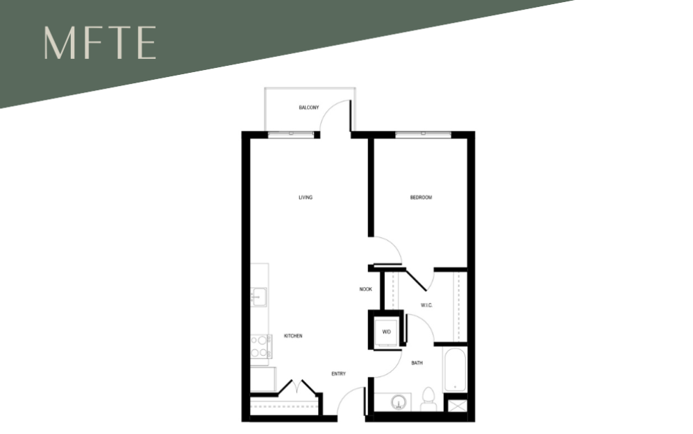 1x1 C10 - MFTE 70% - 1 bedroom floor plan layout with 1 bathroom and 732 square feet