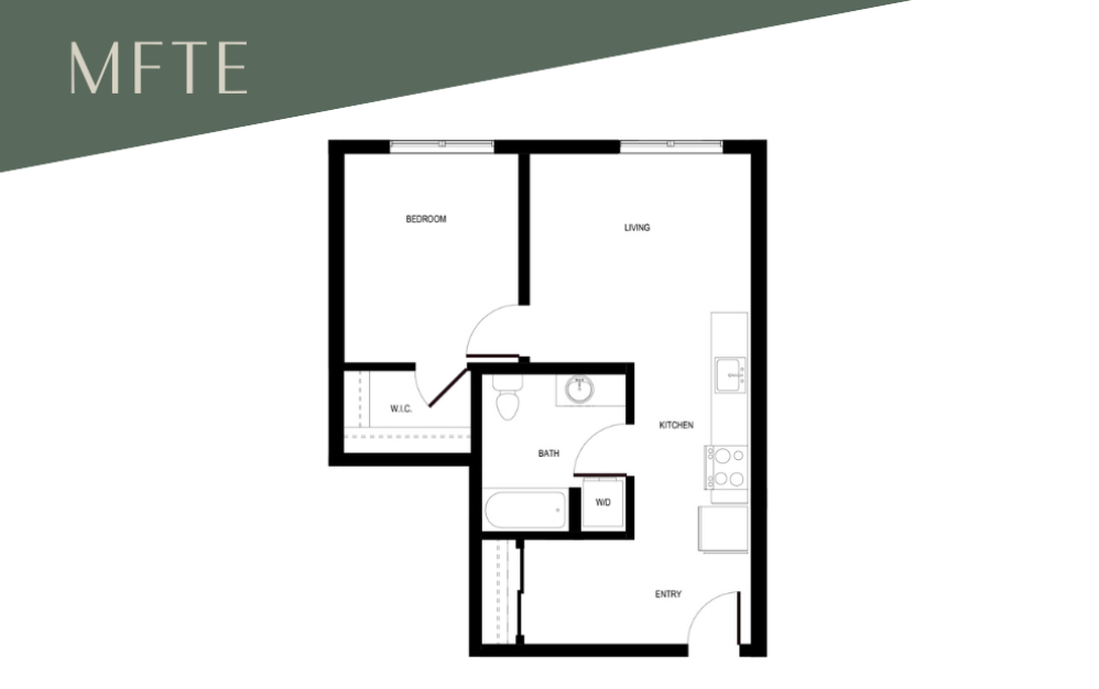 1x1 C3 - MFTE 70% - 1 bedroom floor plan layout with 1 bathroom and 587 square feet
