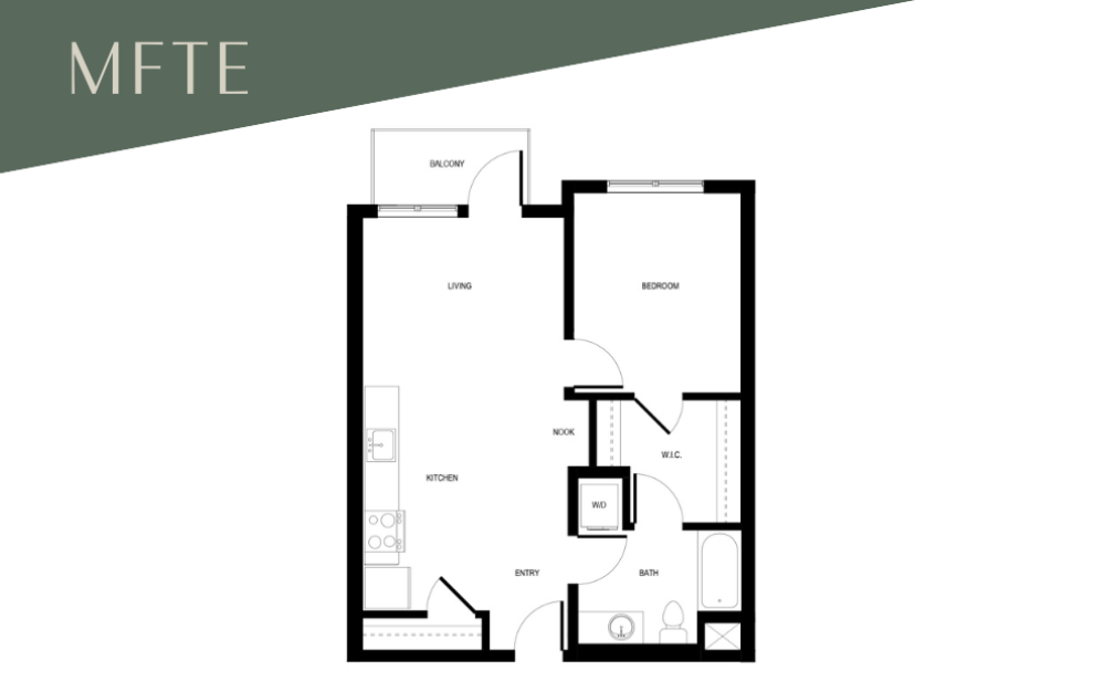 1x1 C5 - MFTE 70% - 1 bedroom floor plan layout with 1 bathroom and 676 square feet