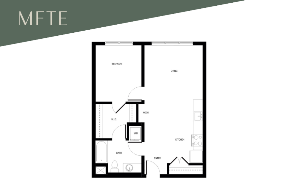 1x1 C6 - MFTE 70% - 1 bedroom floor plan layout with 1 bathroom and 680 square feet