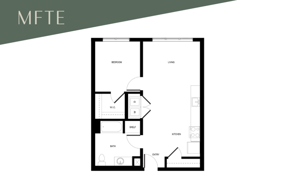 1x1 C8 - MFTE 70% - 1 bedroom floor plan layout with 1 bathroom and 694 square feet