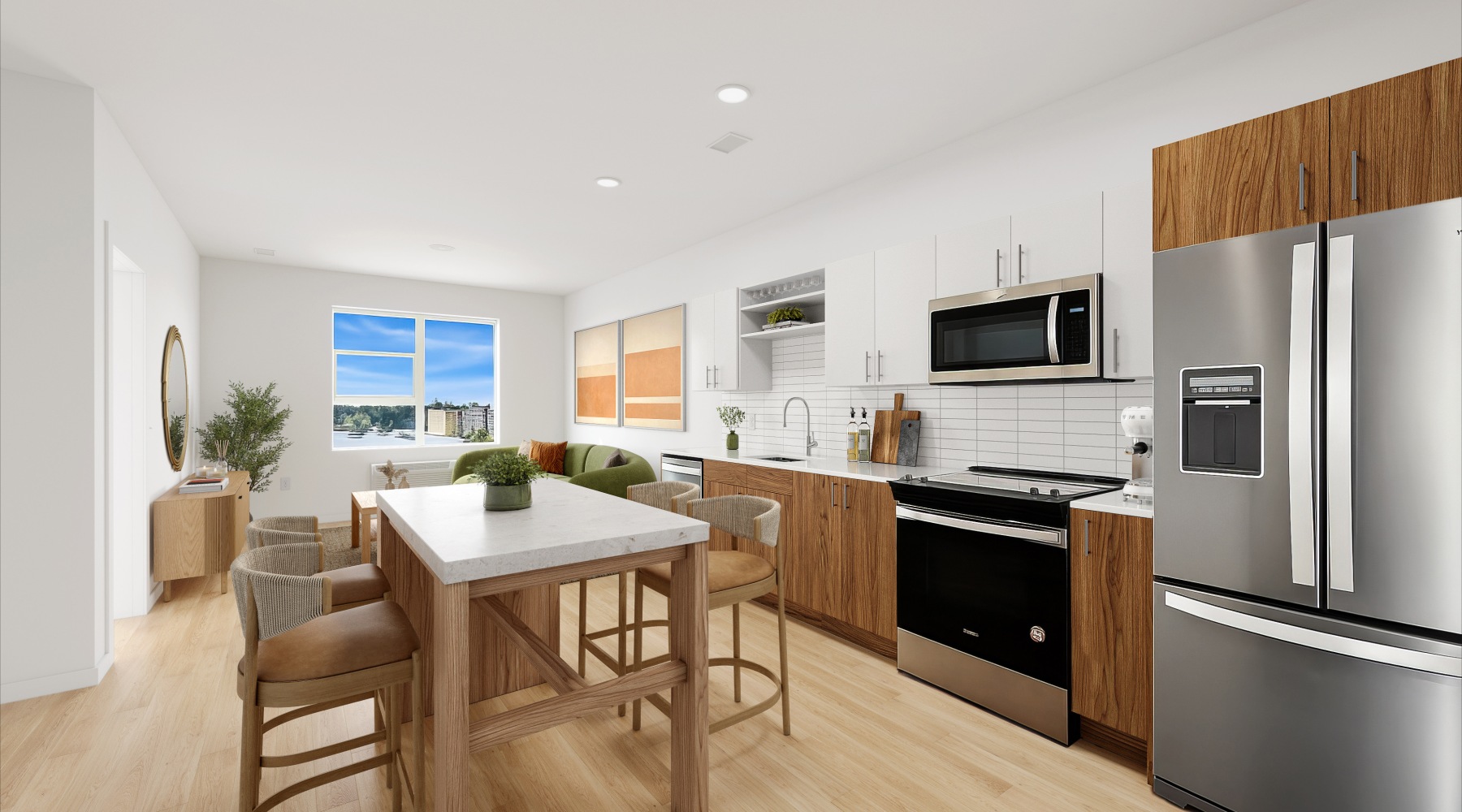 living room and kitchen