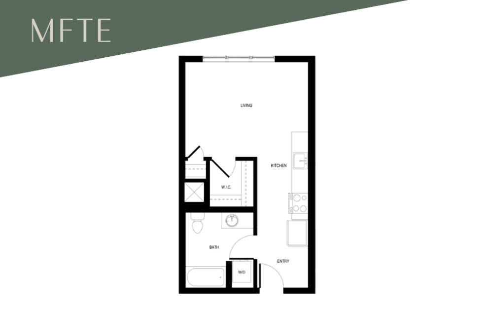 Studio A1 - MFTE 70% - Studio floor plan layout with 1 bathroom and 450 square feet