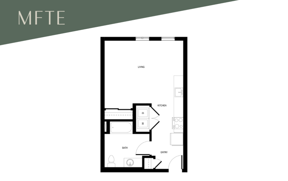 Studio A4 - MFTE 70% - Studio floor plan layout with 1 bathroom and 520 square feet