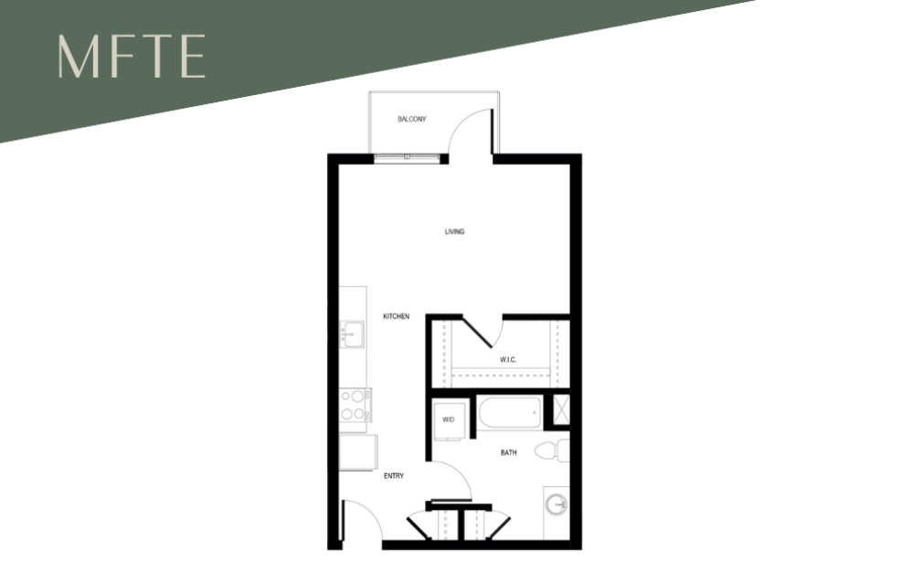 Studio A5 - MFTE 70% - Studio floor plan layout with 1 bathroom and 519 square feet